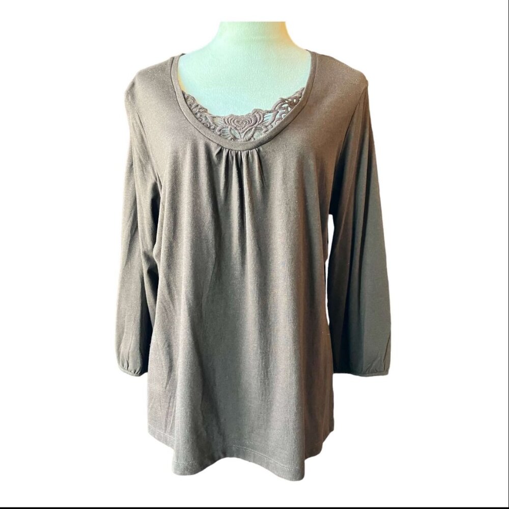 White Stag Brown 3/4 Sleeve Blouse (1170-4)